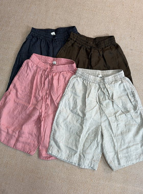 【自带凉意】夏季女士轻薄透气亚麻百搭五分休闲女短裤9812