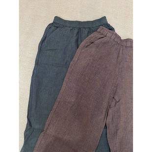 140 宽松显瘦百搭休闲八分裤 2025春秋款 汉麻女松紧腰直筒裤