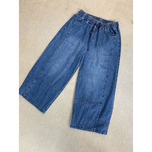 2026春季时尚百搭松紧腰直筒休闲裤牛仔裤女裤66029