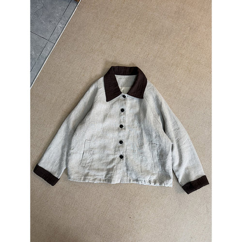 100%汉麻爆款时尚百搭美式复古工装风休闲女外套578