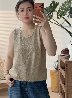 简约百搭宽松女士夏季内搭外穿无袖针织背心6006