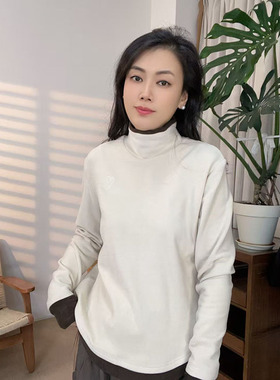 新款撞色加厚高领卫衣女修身显瘦百搭休闲长袖上衣31121