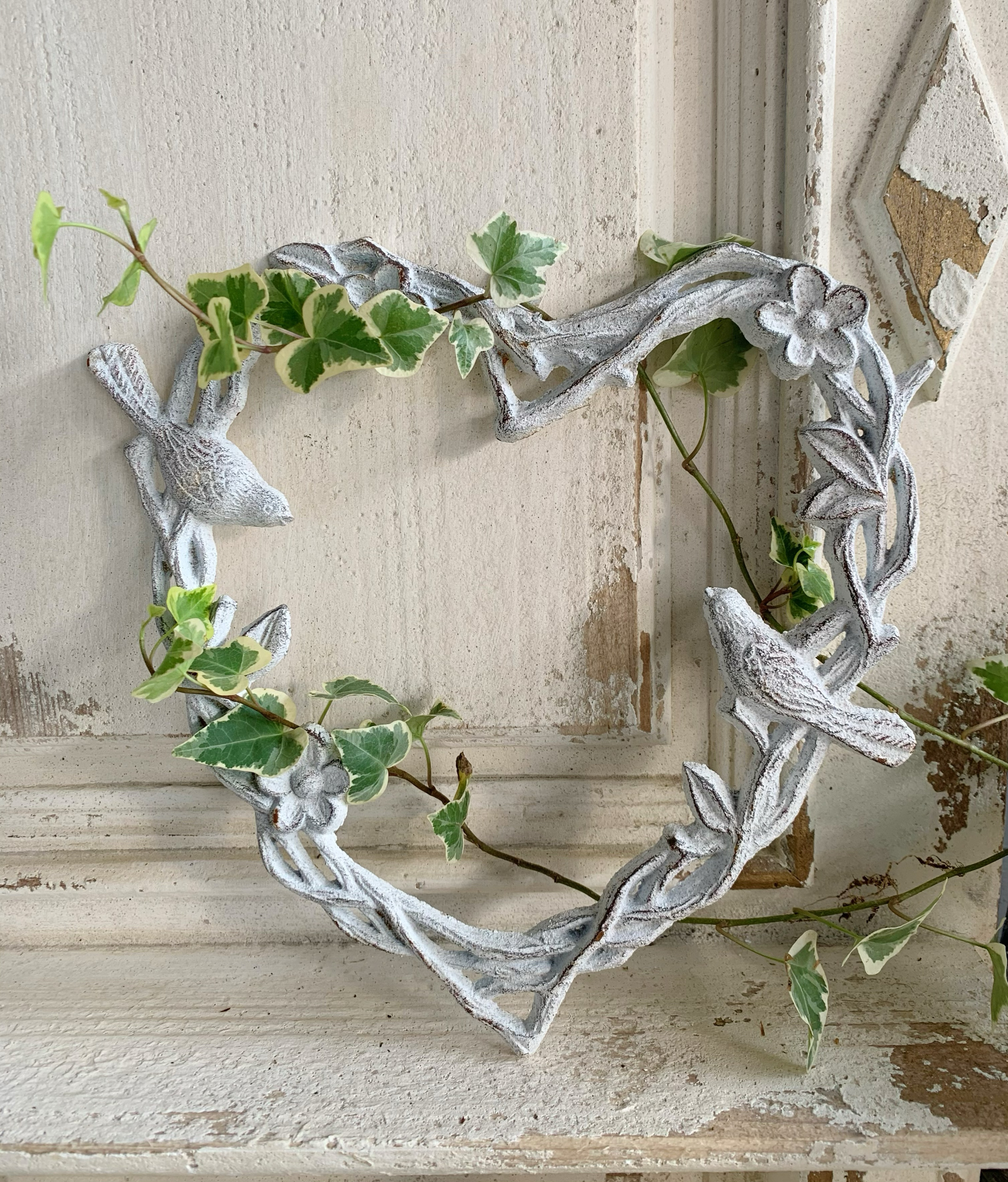 莫里斯花园 花园杂货可挂铸铁插双鸟心形壁挂壁面装饰