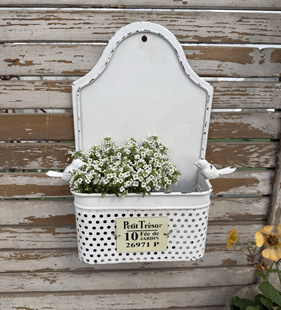 莫里斯花园 花园杂货可挂可摆放双鸟花架种植盆送铁皮牌一块