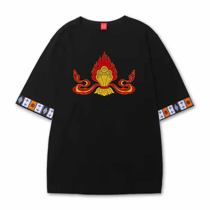 Choi Lo Clothes & Accessories Tibetan clothing element Chaopai Original Culture auspicious pattern pure cotton Embroidery Flamein the Men's clothing, T-shirt  category - from Buy2taobao.com to provide professional Taobao agent buy service