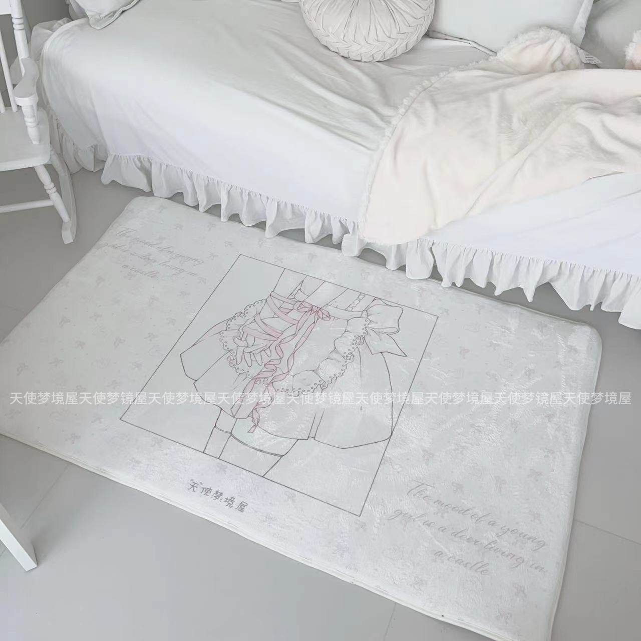 原创设计少女裙摆少女心地毯长方形可爱卡通床边地毯卧室法兰绒,居家布艺,地毯,淘宝优惠券,粉丝福利购,淘宝优惠卷
