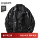 gxgjeans男装 25年春季 黑色翻领PU皮时尚 宽松机车夹克外套男士