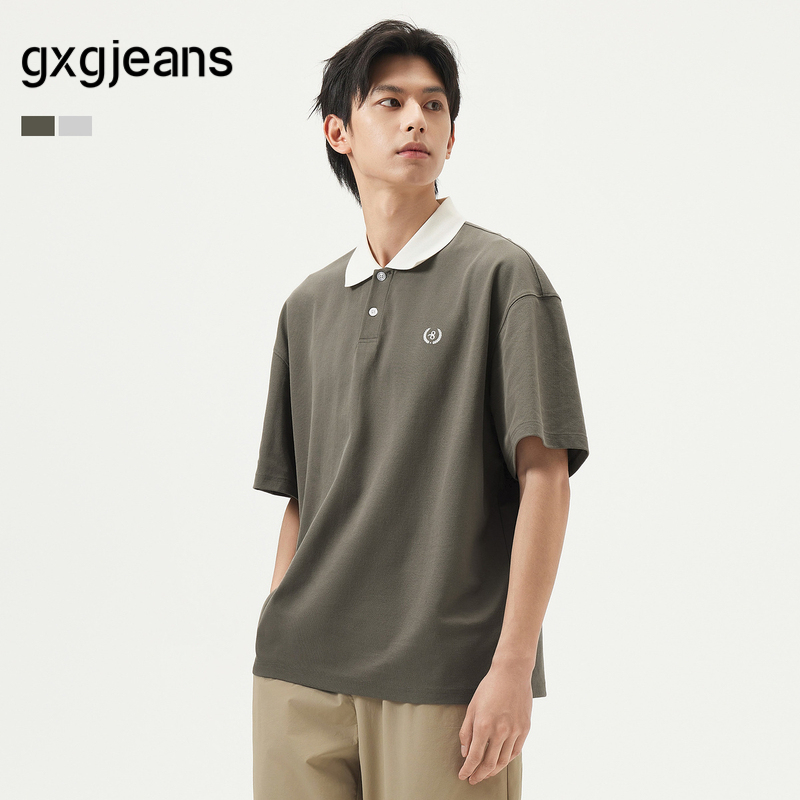 gxg.jeans男装 多色撞色拼接时尚休闲短袖Polo衫T恤 25年夏新品