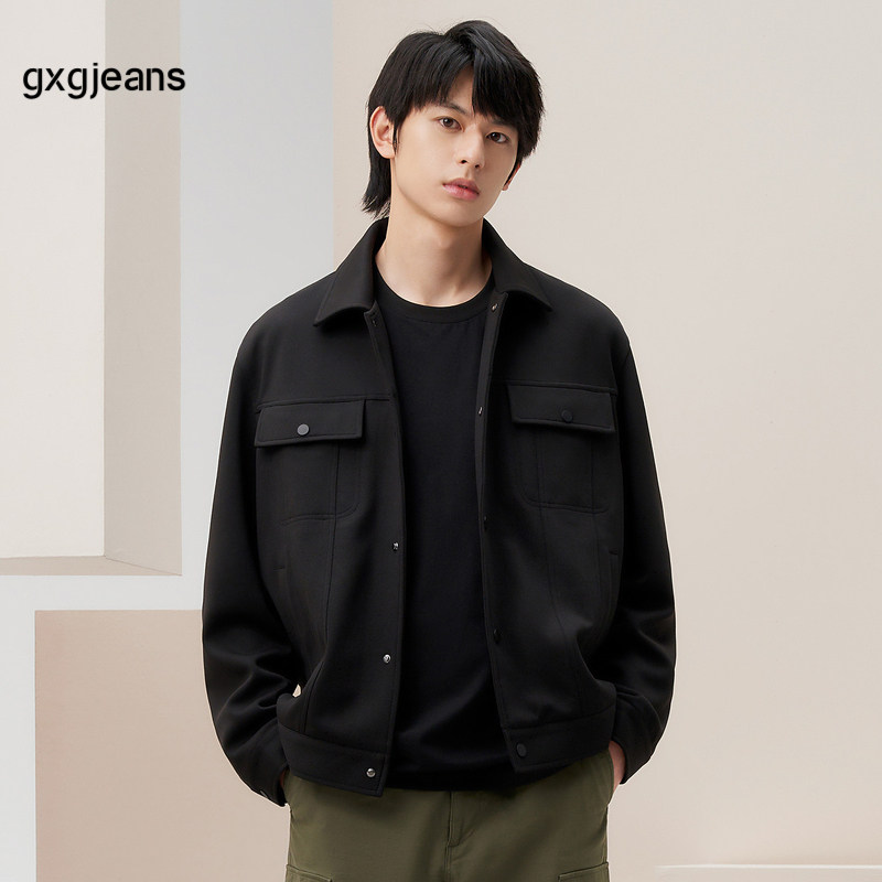 gxgjeans男装黑色夹克外套男