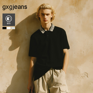 25夏新品 gxg.jeans男装 男短袖 多色休闲字母提花翻领男式 POLO衫
