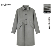 双面呢大衣J24X264042 新款 2024年冬季 长款 gxg.jeans男装