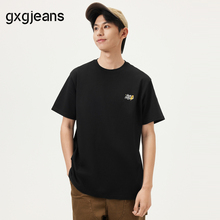 gxg.jeans男装  黑色潮流印花宽松休闲短袖T恤男上衣 25年夏新品