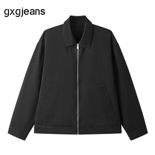 gxg.jeans男装 黑色基础宽松行政夹克翻领夹克外套男 25年夏新品