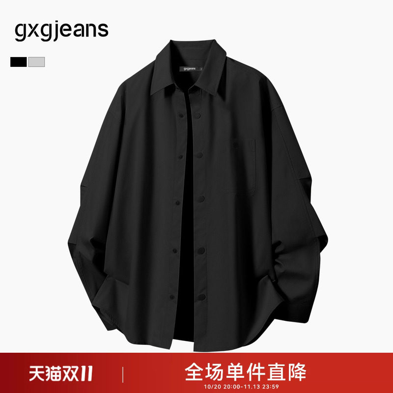 gxgjeans男装 多色基础纯色工装口袋设计宽松长袖衬衫26秋新品
