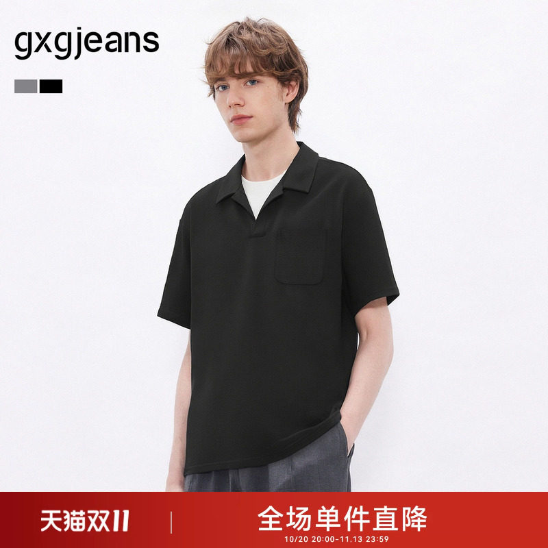 gxgjeans男装 假两件含氨纶垂感舒适休闲翻领短袖polo衫 26夏新品