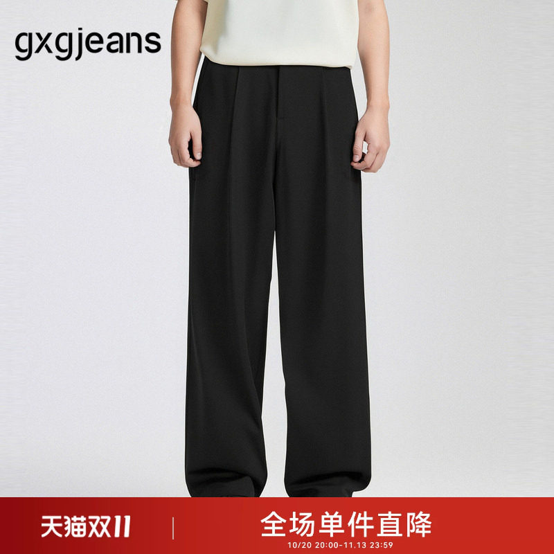 gxg.jeans男装 黑色基础宽松时尚休闲长裤西裤男裤 25年夏新品