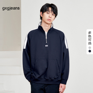 2024年秋季 gxgjeans男装 半开襟拉链藏青色立领卫衣 1978系列