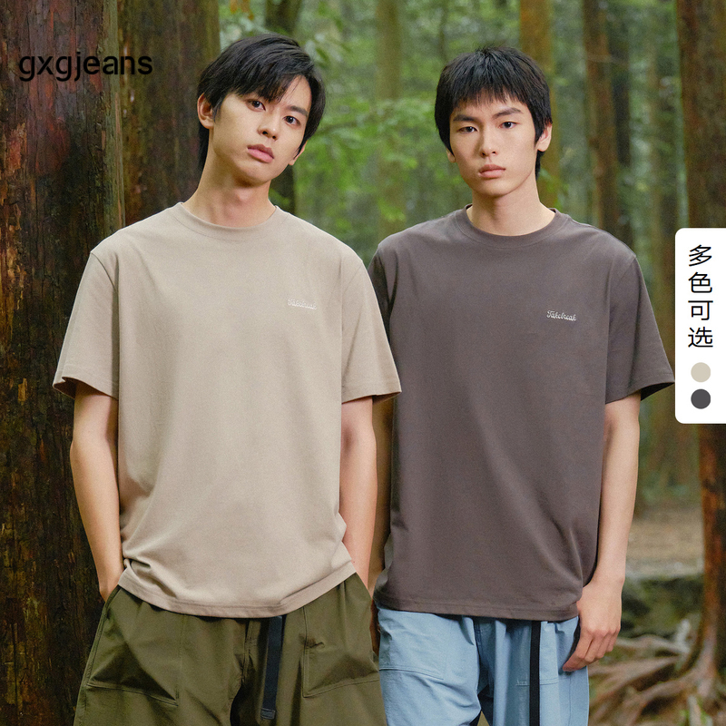 【阿尔黛棉】gxgjeans男装 2024年夏季新款后背印花圆领短袖T恤男