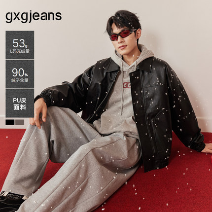 【羽绒内里】gxg.jeans男装 pu皮新年轻薄夹克羽绒服外套25冬新品