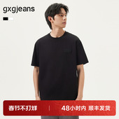 25年夏季 新款 圆领字母刺绣徽章宽松短袖 gxg.jeans男装 男式 T恤男