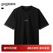 gxg.jeans男装 T恤25年夏新品 撞色明线设计简约时尚 宽松圆领短袖