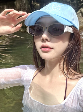 MELIYA复古猫眼墨镜女高级感ins拼接椭圆显脸小防紫外线太阳镜潮