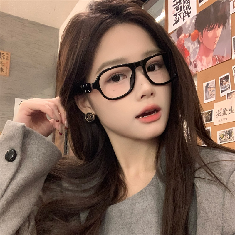 MELIYA韩版素颜复古黑框眼镜女mm高级感大框显瘦平光男潮113镜架