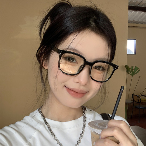 素颜黑框眼镜女韩版近视可配度数