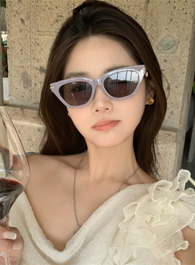 MELIYA紫色猫眼墨镜女高级感欧美太阳眼镜2025新款夏天度假方圆脸