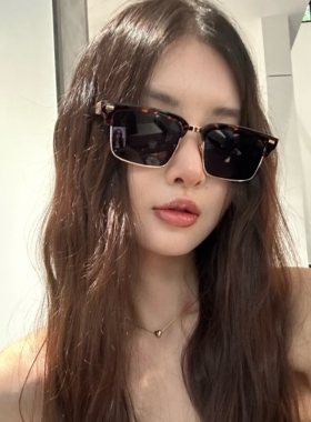 MELIYA2026新款眉毛半框高级感太阳眼镜方圆脸显瘦辣妹豹纹墨镜潮