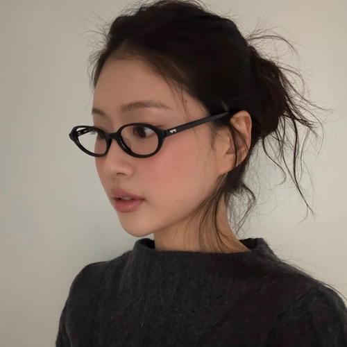 MELIYA书呆子椭圆框眼镜女黑色复古素颜神器显瘦平光镜可配近视潮