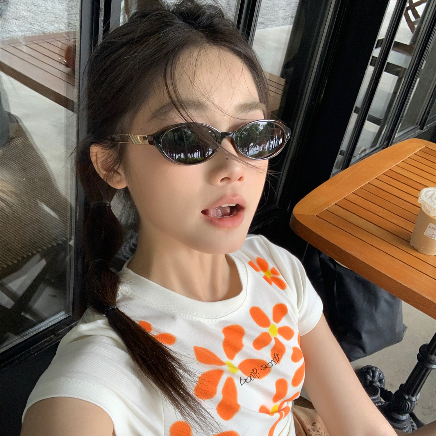MELIYA欧美复古椭圆小框太阳眼镜女明星同款ins风墨镜度假防晒潮
