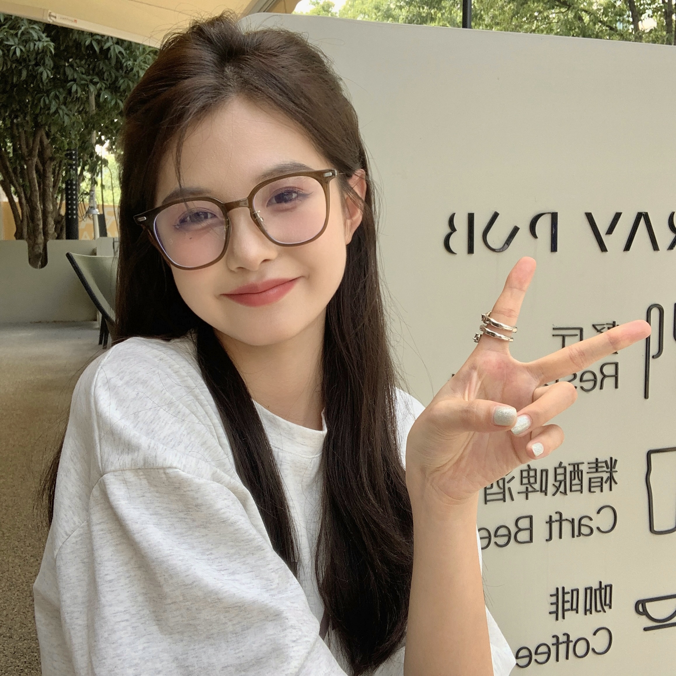 冷茶色眼镜近视女可配度数超轻