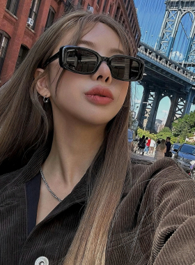 MELIYA肯豆同款墨镜女高级感复古长方形窄框太阳眼镜潮酷2026新款