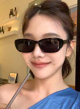 MELIYA高级感小众设计窄版框猫眼墨镜女防紫外线黑色太阳镜潮酷男