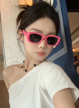 MELIYA方框玫红色墨镜女宽彩色多巴胺海边夏日太阳眼镜高级感防晒