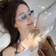 MELIYA复古小众金属长方形不锈钢墨镜防紫外线ins款 网红太阳眼镜