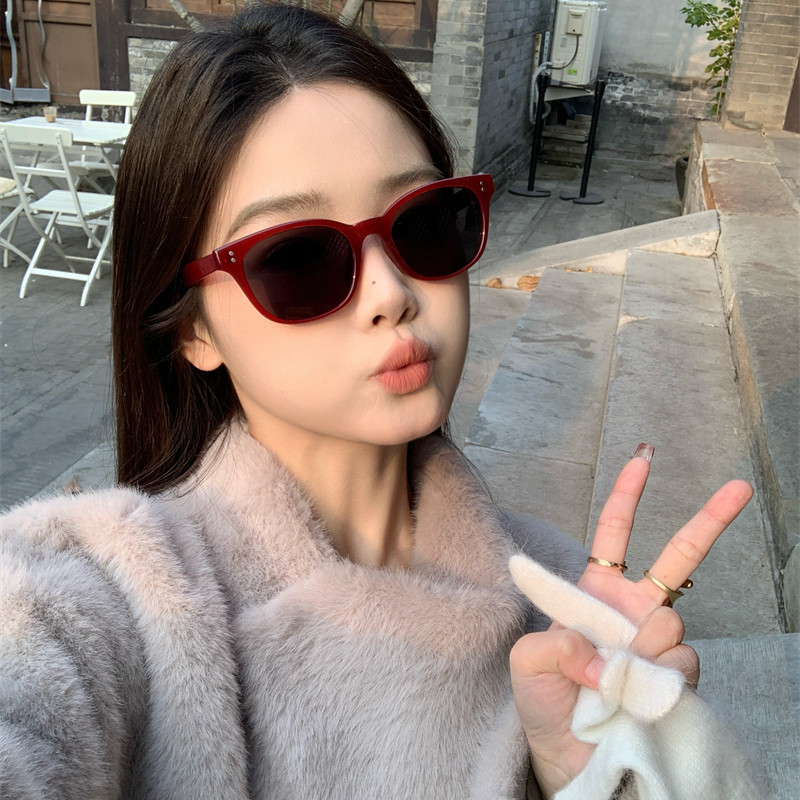 MELIYA韩版网红墨镜女高级感ins红色大脸显瘦防紫外线偏光太阳镜
