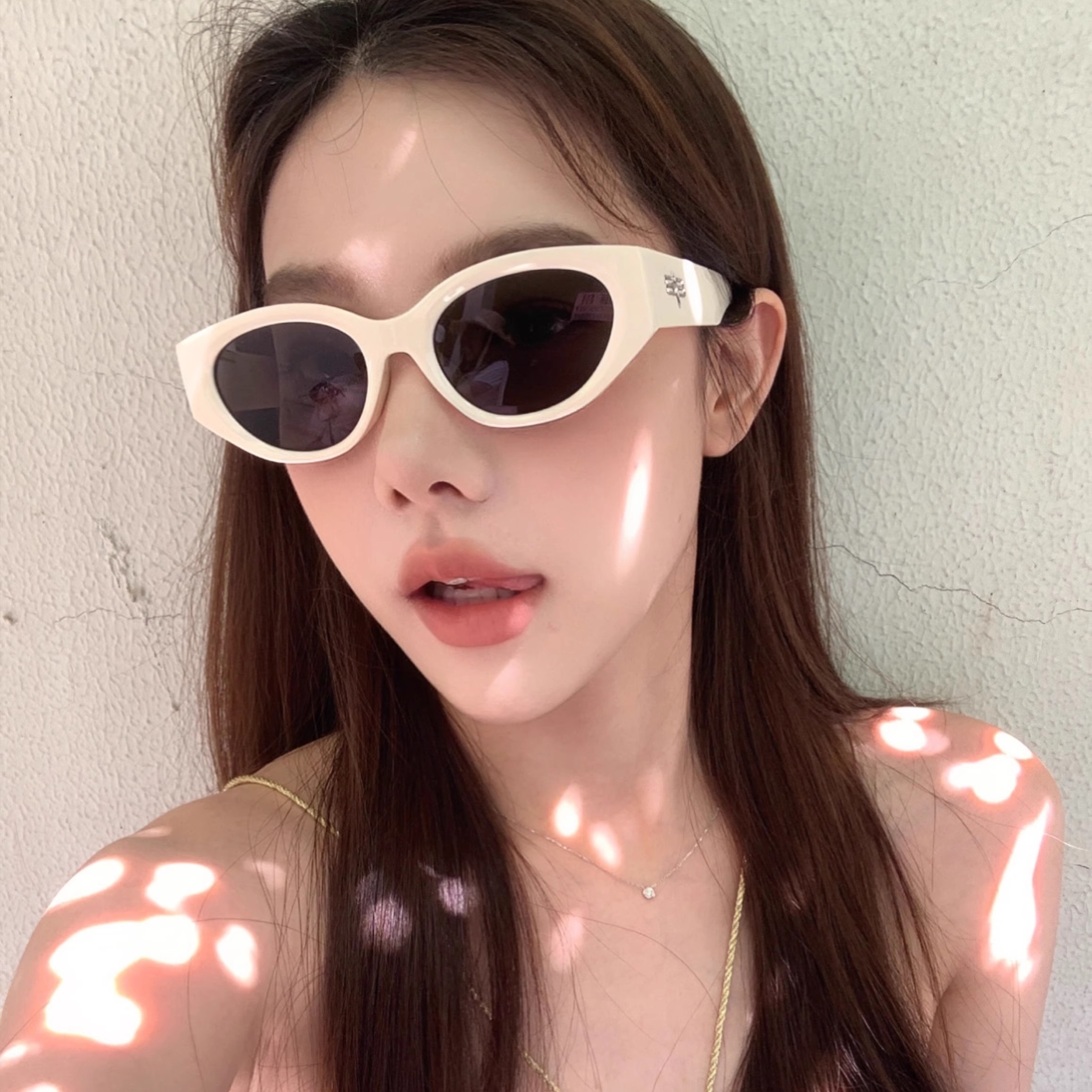 MELIYA白色框墨镜猫眼女高级感ins潮流网红复古大脸显瘦太阳镜男