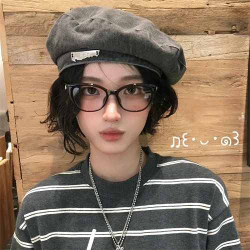 MELIYA复古美拉德网红冷茶色猫眼眼镜框配度数TR090素颜神器平光