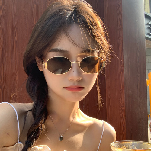 欧美辣妹lisa同款金属猫眼墨镜