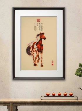 苏绣成品纯手工刺绣挂画马到成功
