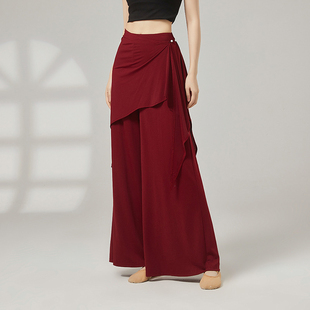 垂感中国舞形体练功长裤 舞蹈阔腿裤 子长裤 古典舞裤 屁帘假两件裙裤