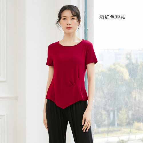 共研舞蹈服上衣女宽松遮肚