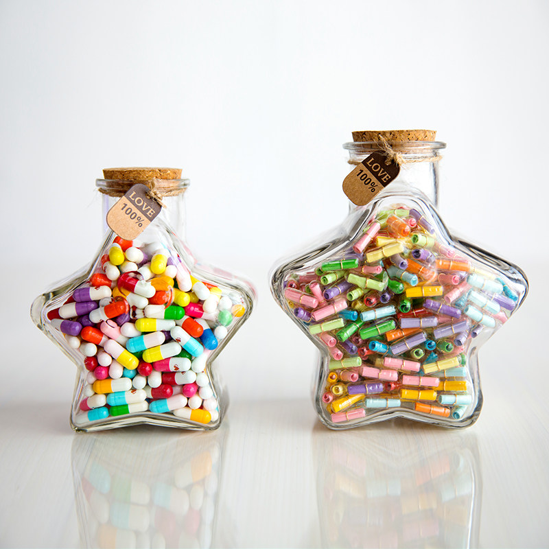 diy创意胶囊小纸条情书装饰木塞玻璃漂流许愿瓶星星五星生日礼品
