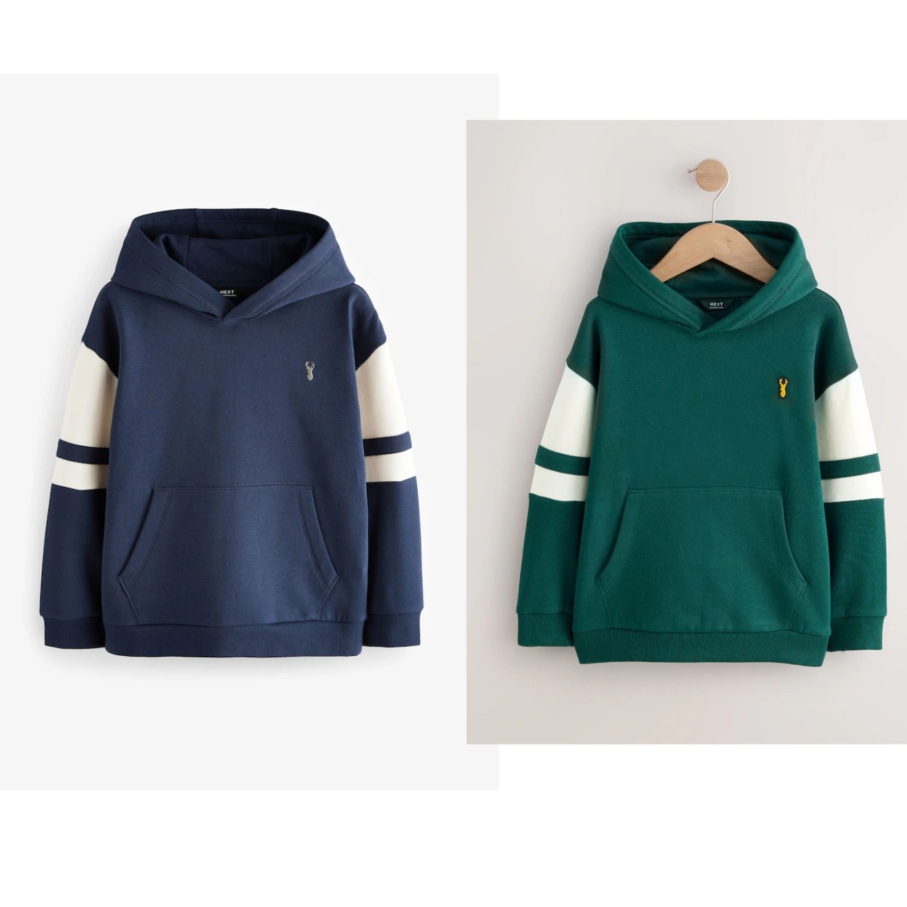英国NEXT亲子装 25秋新男童大男学院风雄鹿刺绣连帽长袖卫衣上衣