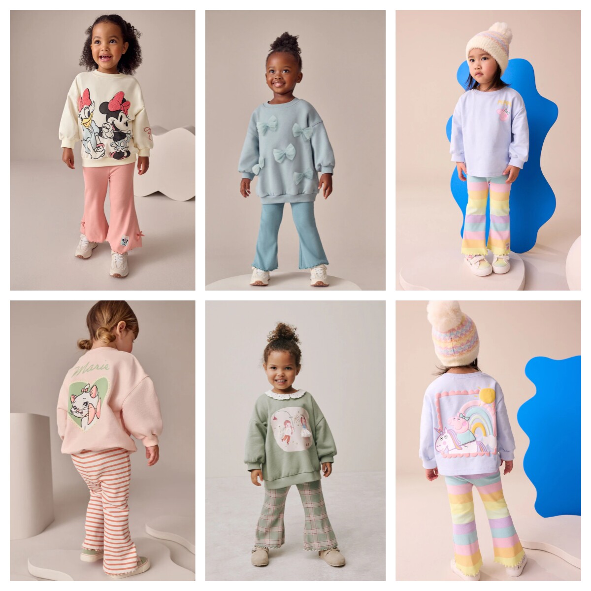 英国NEXT童装 26春新女童女宝宝Marie米奇卡通薄绒卫衣+喇叭裤组