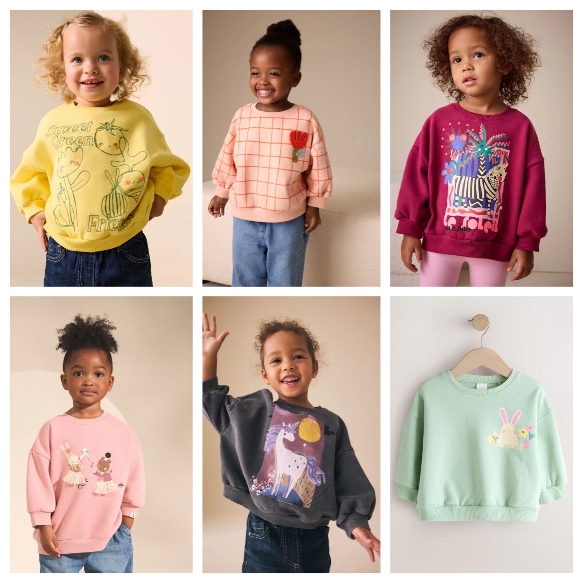 英国next童装 26春新女童女宝宝酒红色斑马卡通薄绒套头运动卫衣