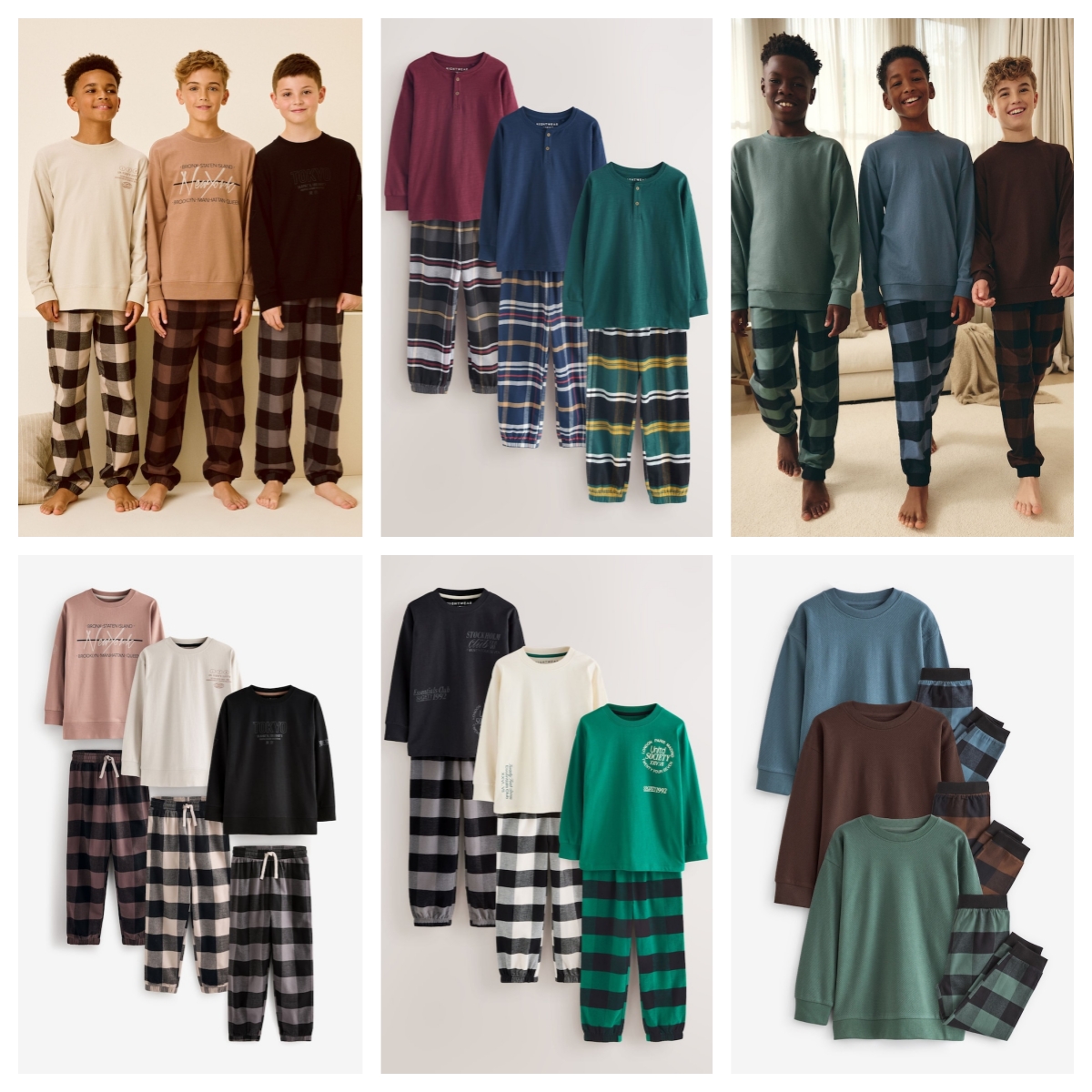 NEXT标语方格印花长袖居家服睡衣