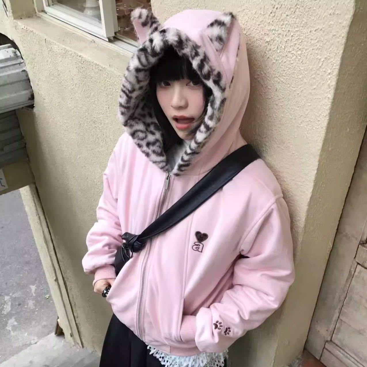 超好看兔耳朵加绒加厚卫衣夹克外套女2025秋冬新款连帽座山雕棉服,个性定制/设计服务/DIY,棉服工装,淘宝优惠券,粉丝福利购,淘宝优惠卷